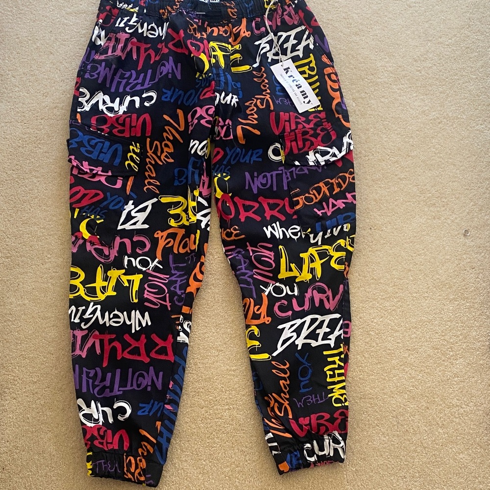 Colorful Graffiti Print Adult Joggers